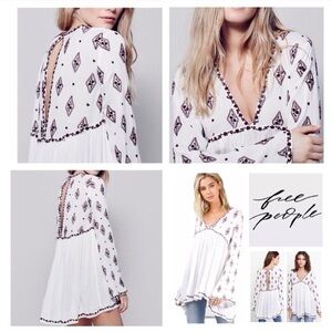 Free People embroidered diamond Blouse